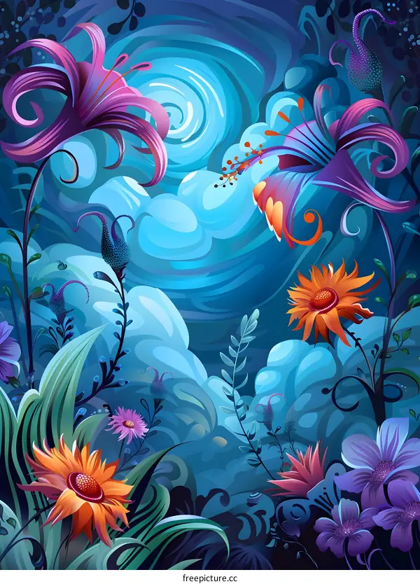 Fantasy Flower Garden Illustration