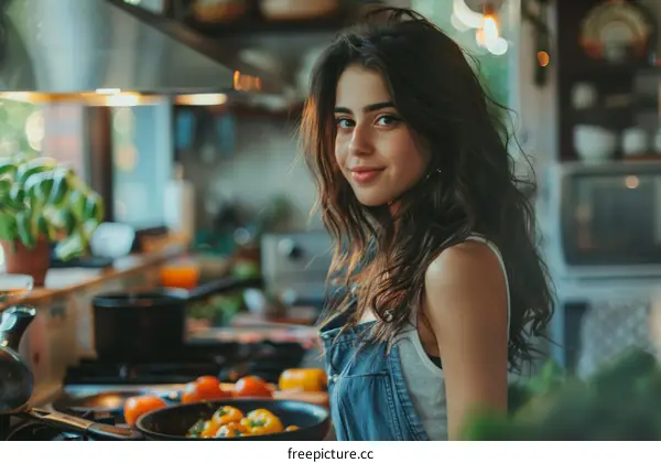 Portrait of a young woman in the kitchen