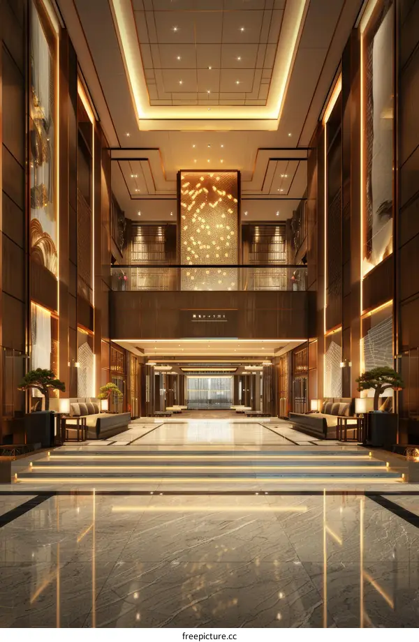 Luxury Hotel Lobby Interior Design Illustration