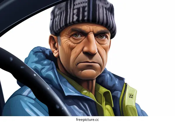 Portrait of a man wearing a blue beanie and a blue jacket