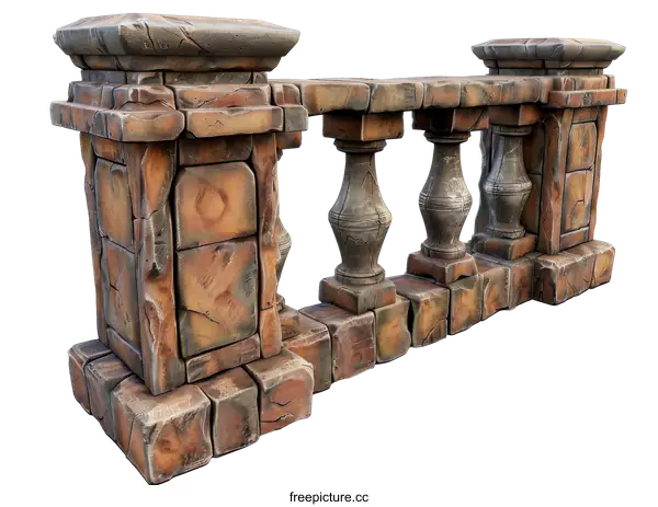 [Transparent Background PNG]Stone Balustrade on transparent background