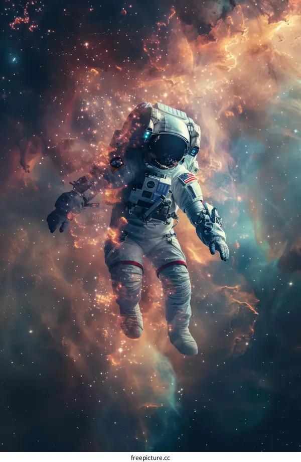 Astronaut on Spacewalk in the Vastness of the Cosmos