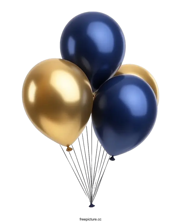 [Transparent Background PNG]Luxury Gold and Navy Balloons Festive Decoration