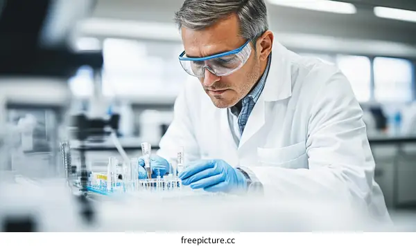 Focused Scientist Working in a Modern Laboratory