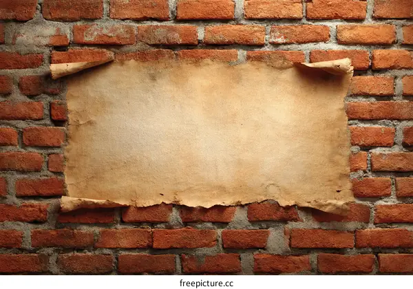 Aged Paper on Rustic Brick Wall