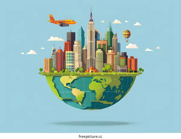 Cityscape On Globe Illustration