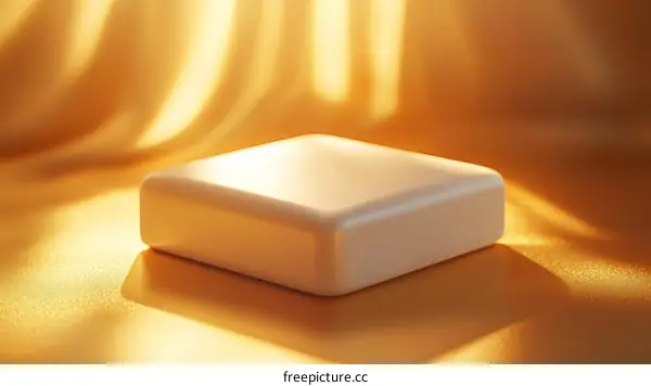 White Product Display Platform on Golden Background