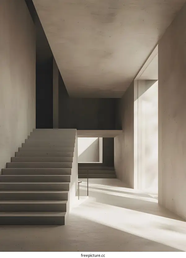 Modern Minimalist Concrete Staircase Interior Design
