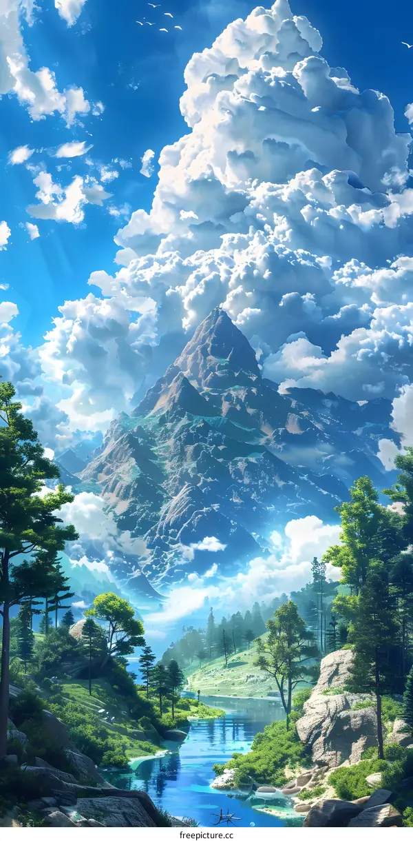 Misty mountain in the enchanted forest