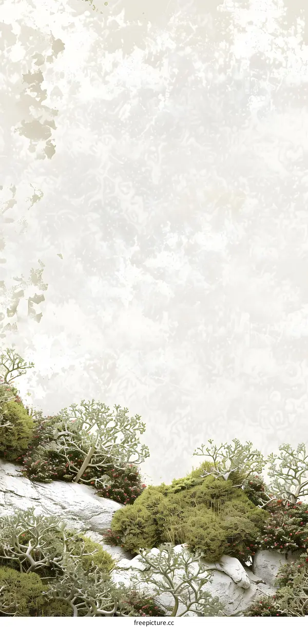 Green Bush Illustration with White Background