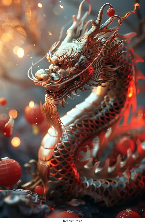 Golden Dragon Soaring the Sky