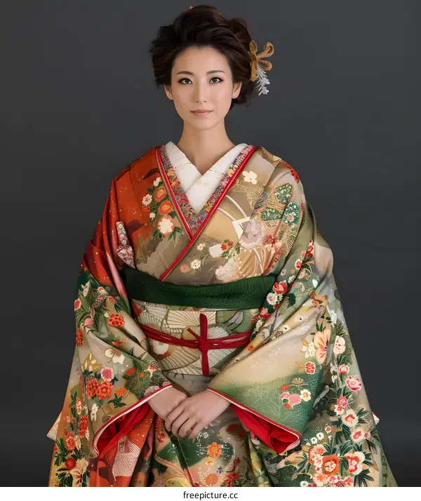 Japanese woman wearing a kimono