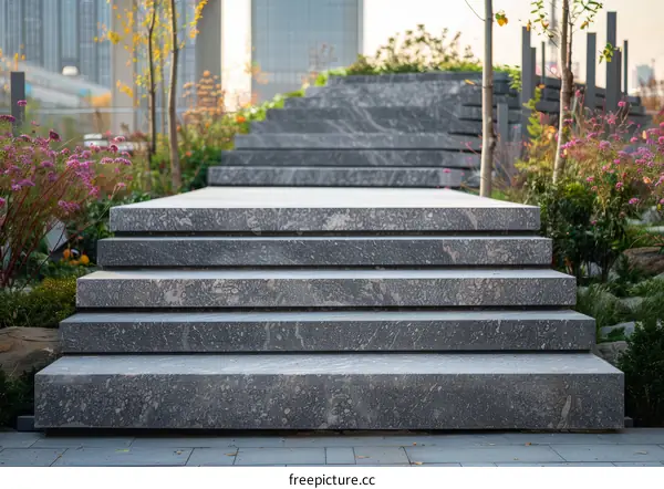 Modern Stone Steps in an Urban Park