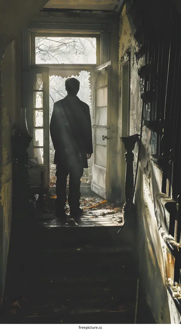 Man Standing in Abandoned House