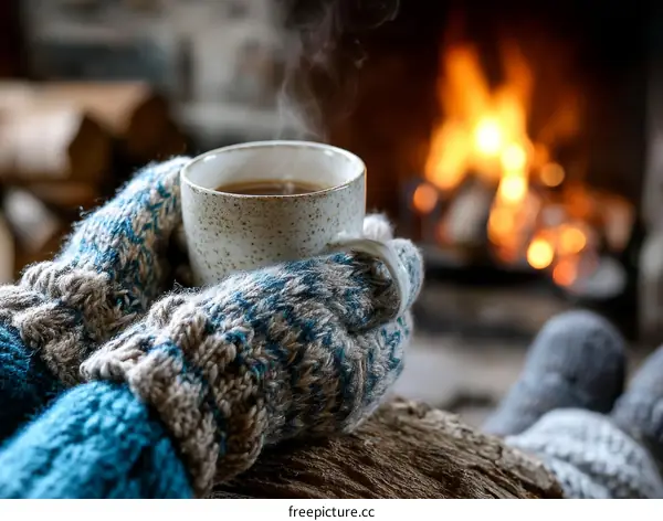 Warm Winter Drink by the Fireplace
