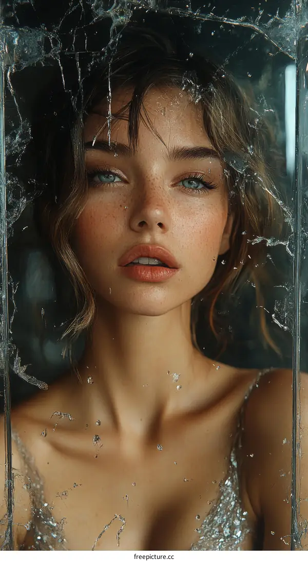 Portrait of a Woman through Cracked Glass