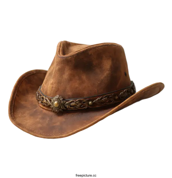 [Transparent Background PNG]Vintage Distressed Leather Cowboy Hat