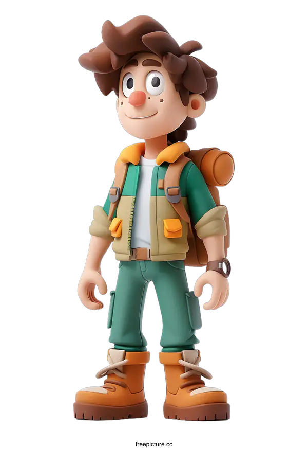 [Transparent Background PNG]3D Boy Ready for Adventure