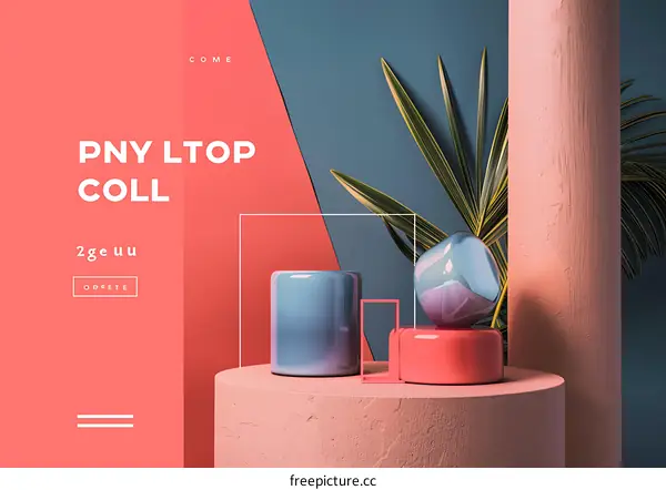 Abstract Geometric Shapes With Palm Leaf