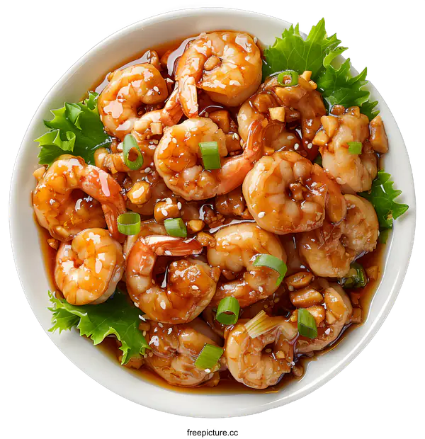 [Transparent Background PNG]Garlic Butter Shrimp Scampi in a Bowl