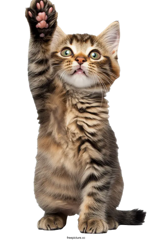 [Transparent Background PNG]Adorable Kitten Raising Paw