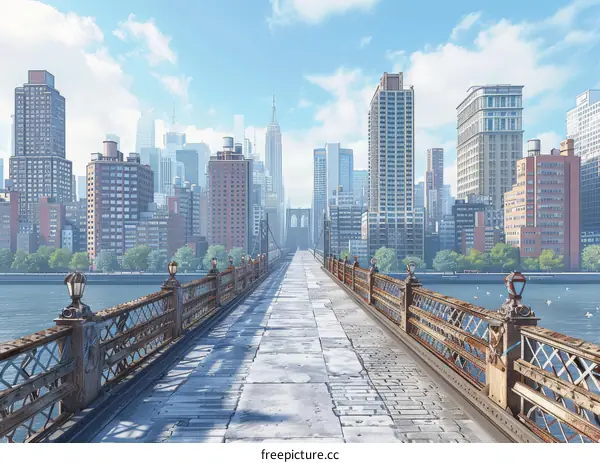 City Bridge Scenic Illustration