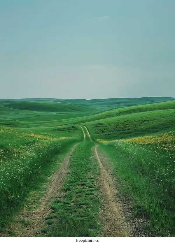 Dirt Road through Green Field