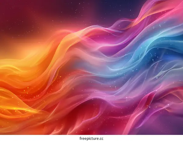 Colorful Silk Fluttering in Space