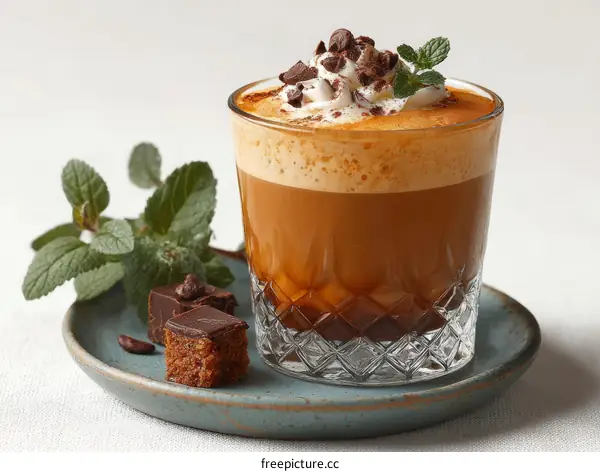 Delicious Chocolate Coffee Drink with Mint