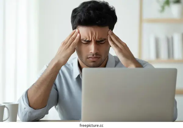 Frustrated Businessman with Headache
