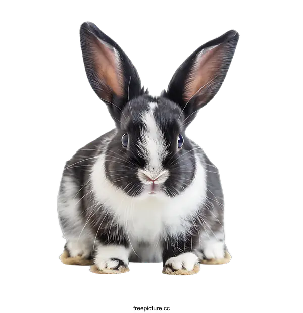 [Transparent Background PNG]Cute Black and White Rabbit Portrait