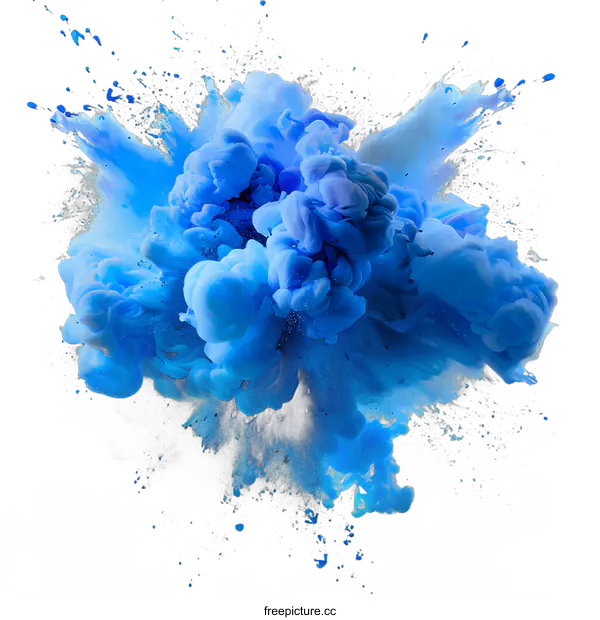 [Transparent Background PNG]Blue Ink Explosion on White Background