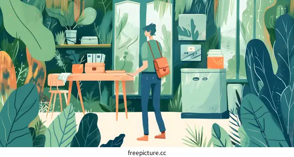 Person Standing in a Room with Plants