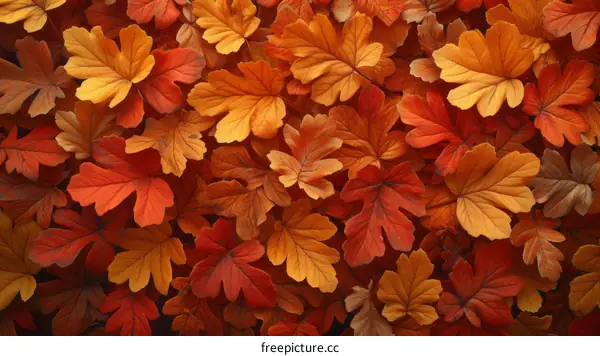 Fallen leaves in autumn colors