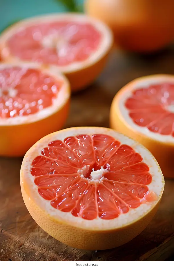 Close Up Shot of Red Grapefruit Slice