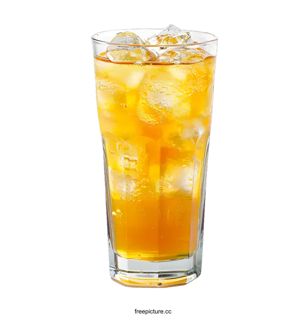 [Transparent Background PNG]Glass of Iced Tea with Ice Cubes