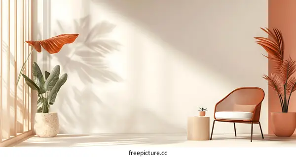 Minimalist Living Room With Natural Light And Plants