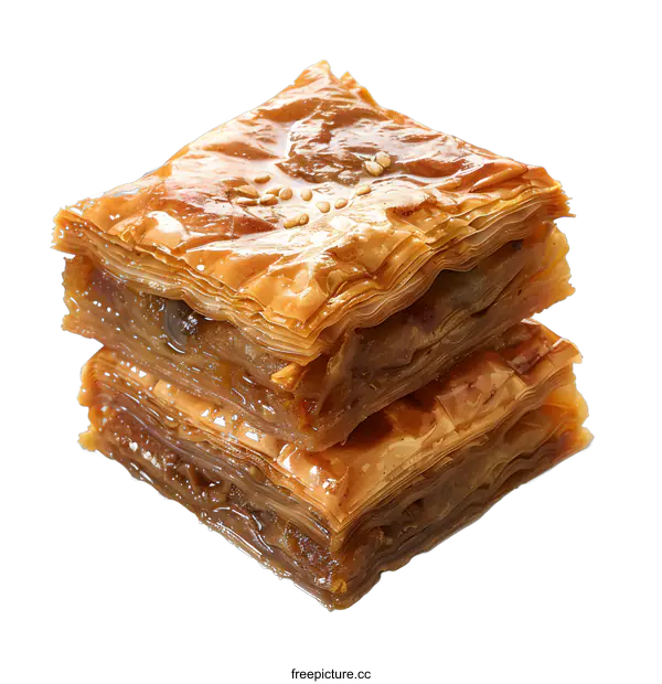 [Transparent Background PNG]Two pieces of baklava pastry