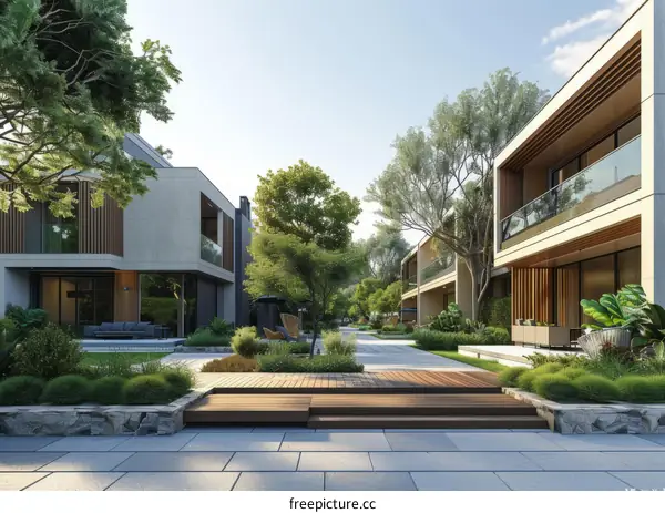 Modern Courtyard Oasis between Two Luxury Homes