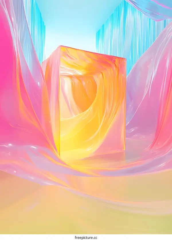 Abstract Colorful Background With Glass Cube