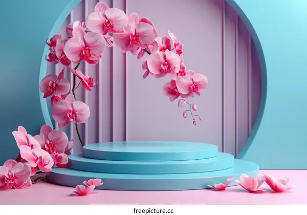 Pink Orchid Display Stand Illustration