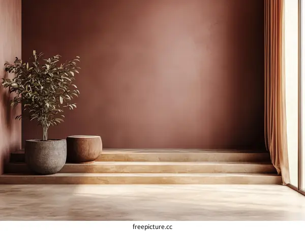 Rustic Modern Interior with Wooden Steps