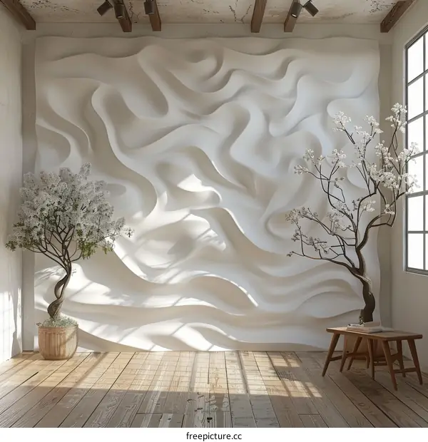 Modern Abstract Wall Design with Plants