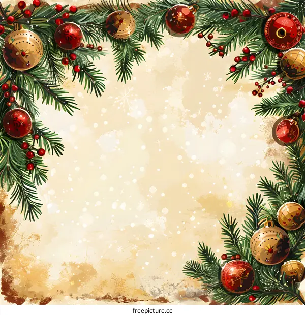 Christmas Frame With Traditional Decorations