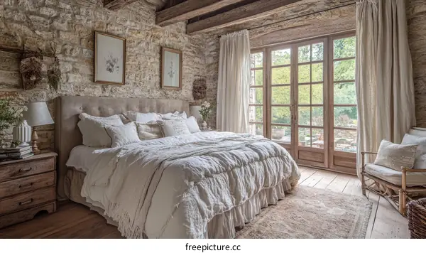 Rustic Farmhouse Bedroom with Large Window