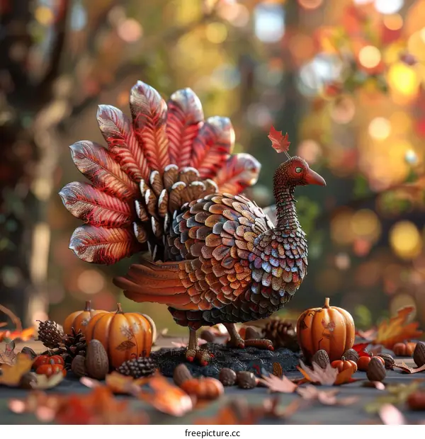 A 3D Rendering of a Festive Thanksgiving Turkey