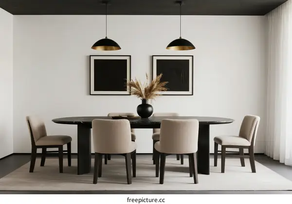 Elegant Dining Room with Modern Furniture and Art Decor