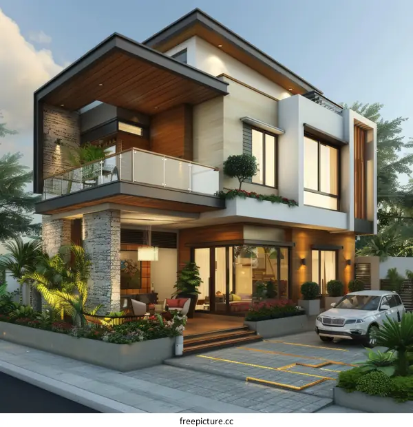 Modern Villa Exterior Design Illustration