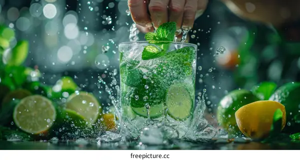 Refreshing Mojito Cocktail with Lime and Mint