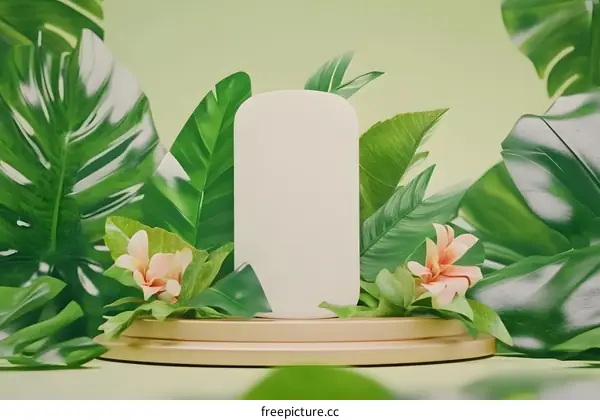 Tropical Leaves Background with White Mockup